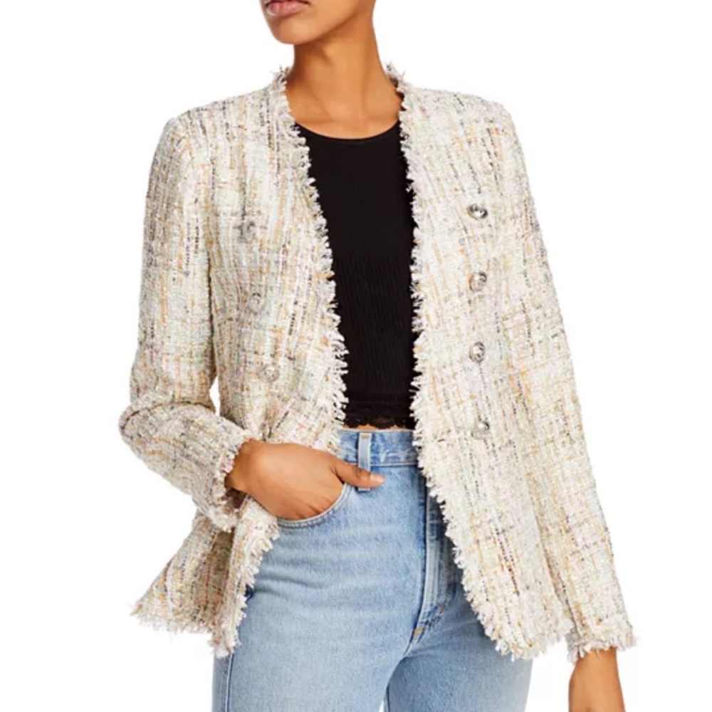 Aqua pastel Cream double breasted Tweed Blazer